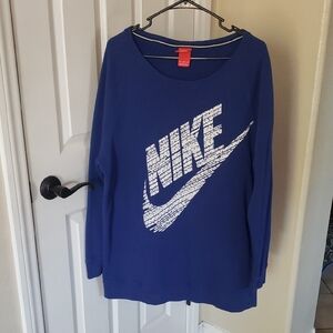 Nike Royal Blue Sweatshirt with Textured White Logo